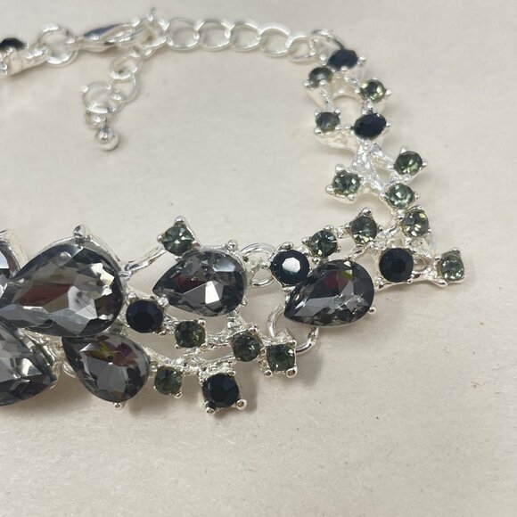 BriLove Wedding Jewelry Set Grey Crystal‎ Teardrop Silver-Tone Earrings Bracelet - Picture 12 of 12